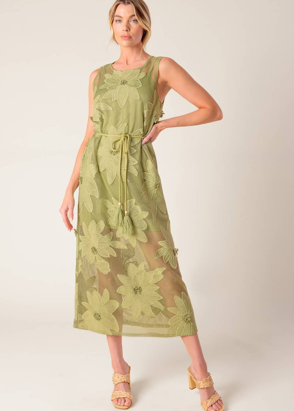 THE SAGE BLOOM LACE MIDI DRESS