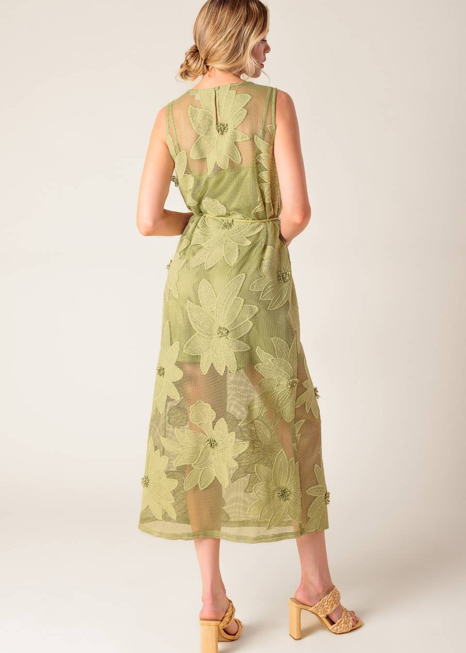 THE SAGE BLOOM LACE MIDI DRESS