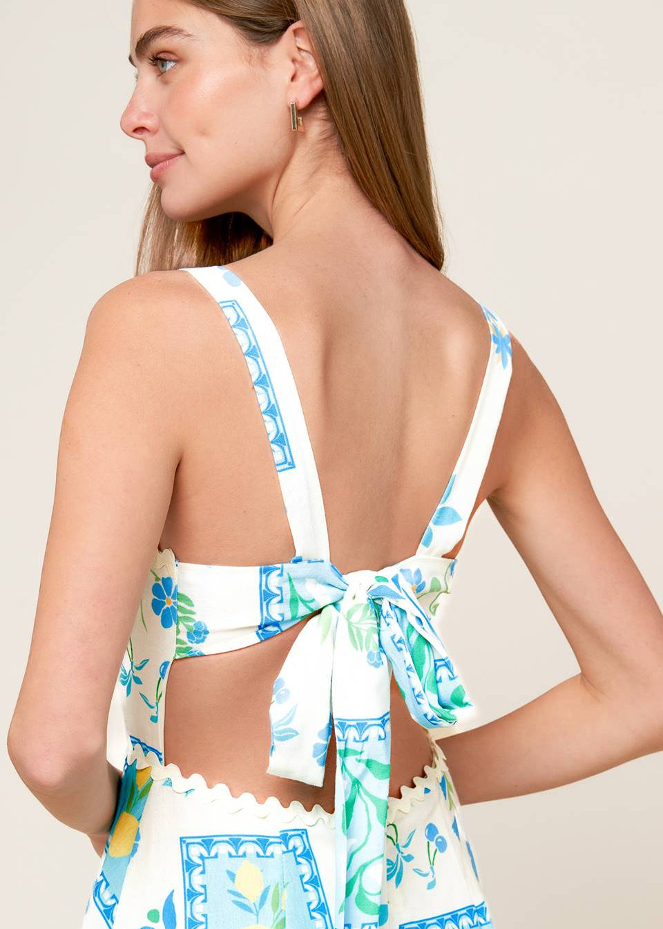 THE AZURE MEADOW TILE MIDI DRESS