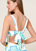 THE AZURE MEADOW TILE MIDI DRESS