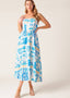 SEASIDE MOSAIC BLUE WOVEN MIDI DRESS