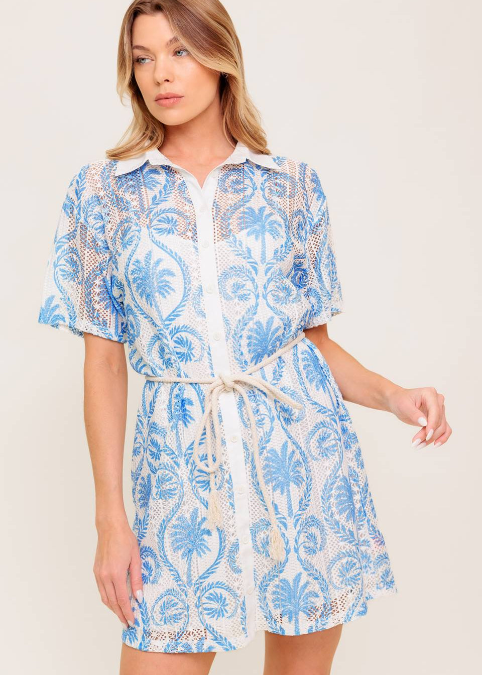 AZURE COAST LACE SHIRT DRESS
