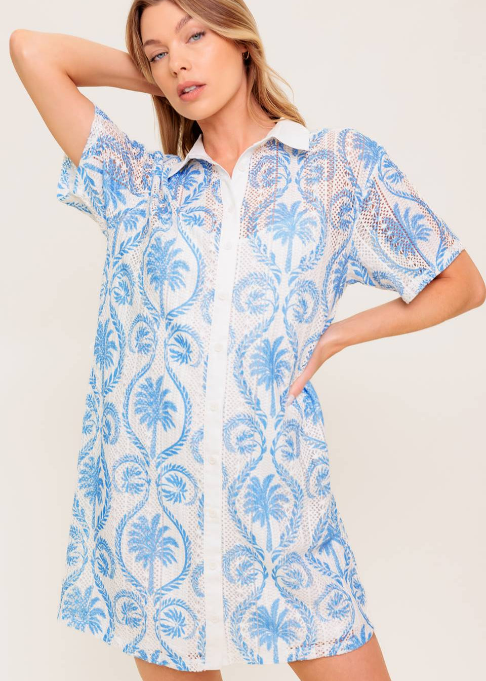 AZURE COAST LACE SHIRT DRESS