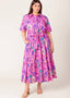ELECTRIC BLOOM SHIRT MIDI DRESS
