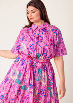 ELECTRIC BLOOM SHIRT MIDI DRESS