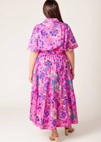 ELECTRIC BLOOM SHIRT MIDI DRESS