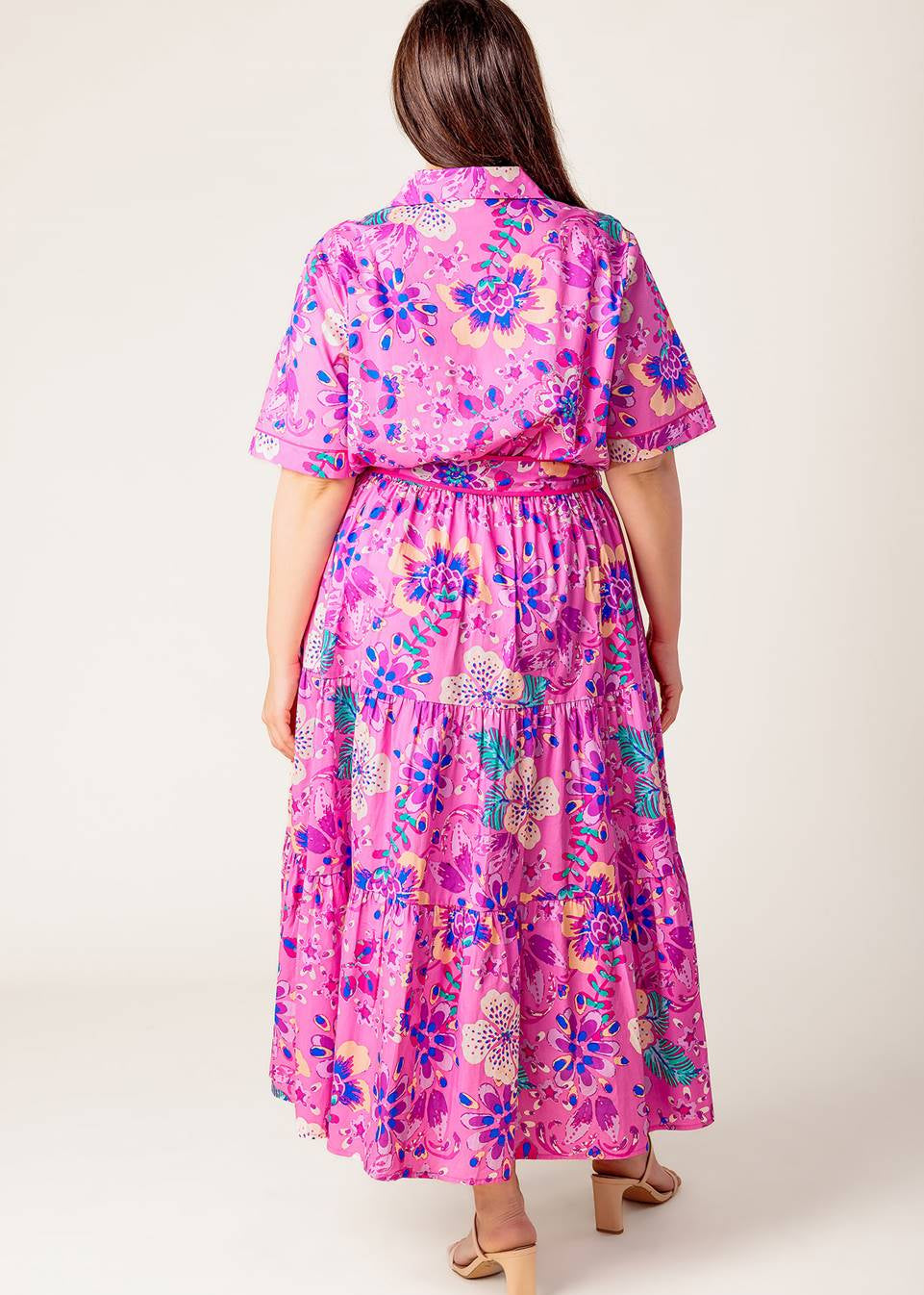 ELECTRIC BLOOM SHIRT MIDI DRESS