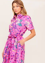 ELECTRIC BLOOM SHIRT MIDI DRESS