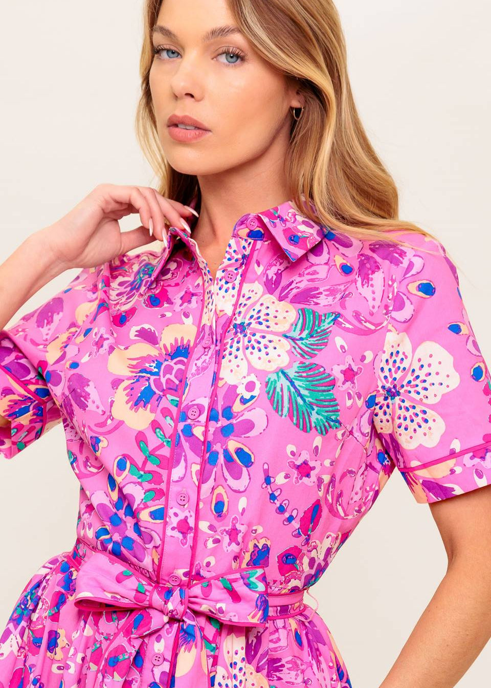 ELECTRIC BLOOM SHIRT MIDI DRESS Secondary image