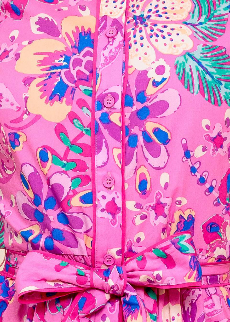 ELECTRIC BLOOM SHIRT MIDI DRESS