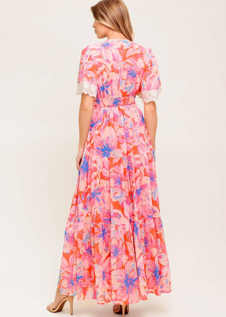 SUNSET BLOOM LACE MAXI DRESS