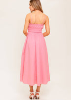 HONEYBLUSH SUNSET PINK WOVEN MIDI DRESS