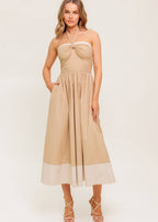 GOLDEN DUNE HALTER MIDI DRESS