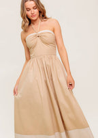 GOLDEN DUNE HALTER MIDI DRESS