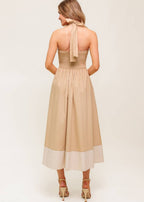 GOLDEN DUNE HALTER MIDI DRESS