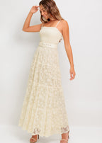 GOLDEN MEADOW LACE MIDI DRESS