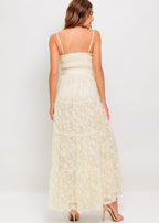 GOLDEN MEADOW LACE MIDI DRESS