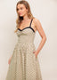 MIDNIGHT CAFE DOT WOVEN MIDI DRESS