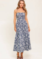 BLUEBELL REVERIE WOVEN MIDI DRESS