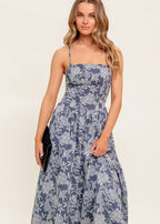 BLUEBELL REVERIE WOVEN MIDI DRESS