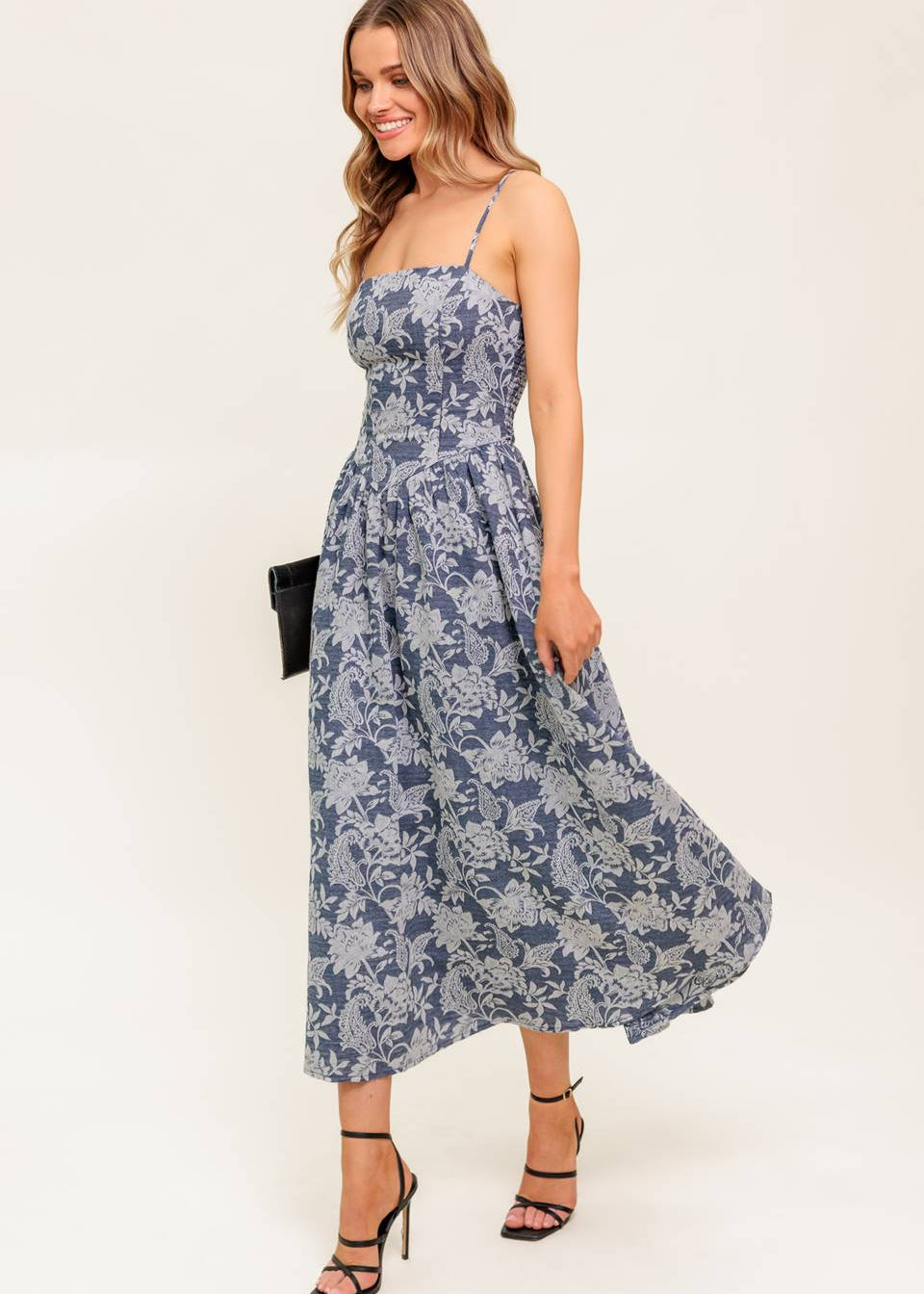BLUEBELL REVERIE WOVEN MIDI DRESS