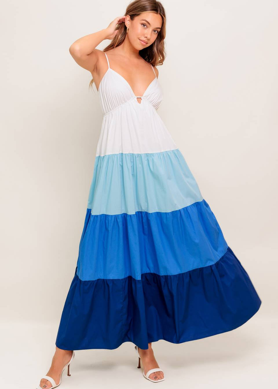 OCEAN DRIFT TIERED MAXI DRESS