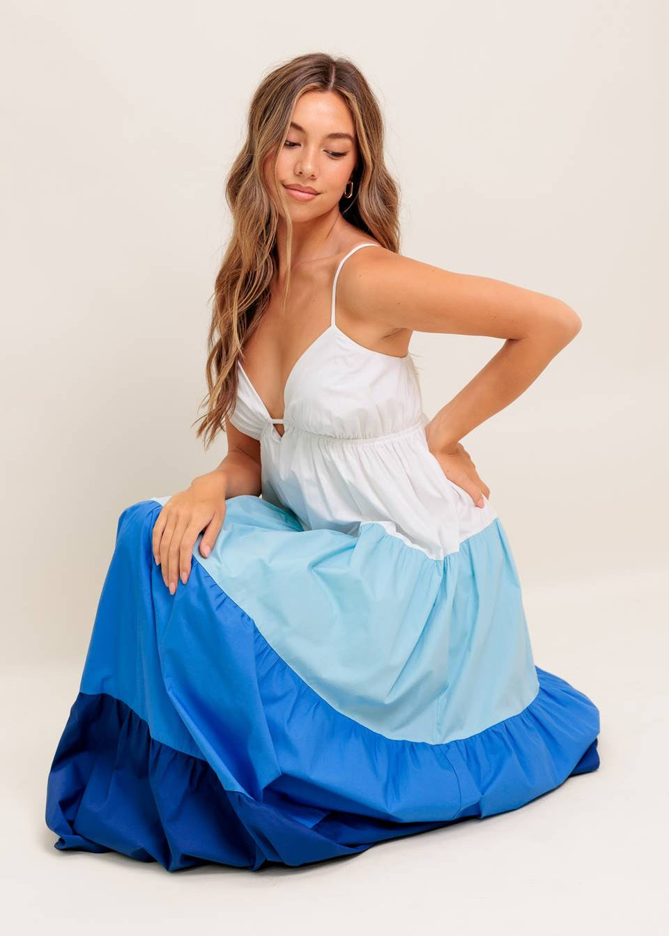 OCEAN DRIFT TIERED MAXI DRESS