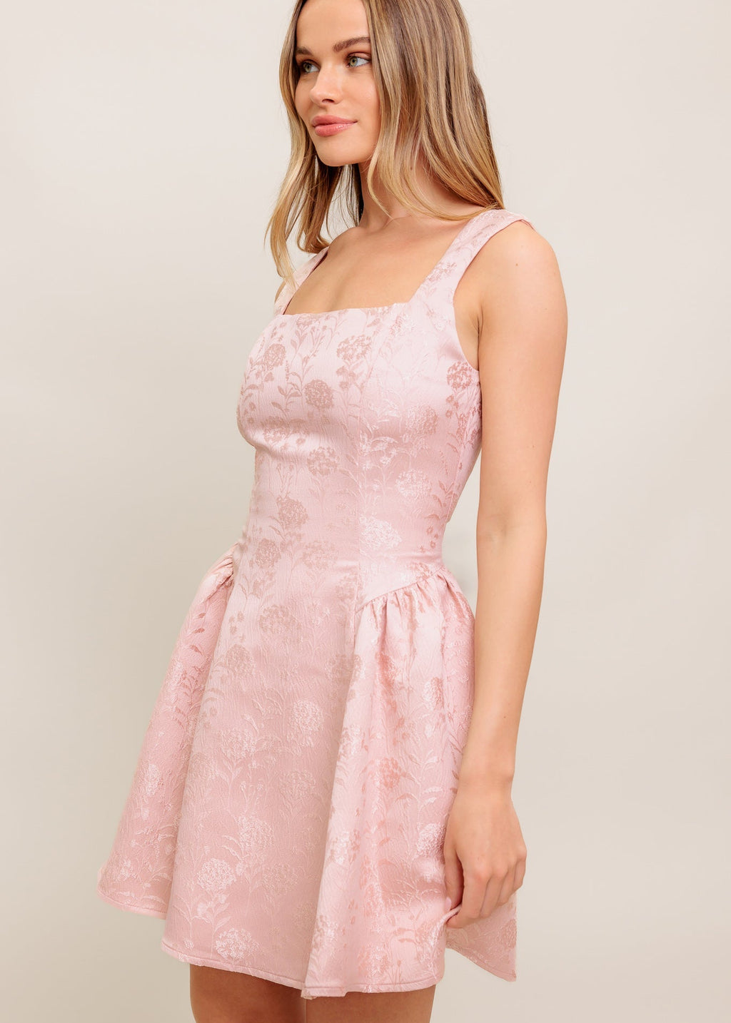BLUSH REVERIE JACQUARD MINI DRESS