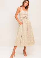 DESERT PETAL LACE-UP MIDI DRESS