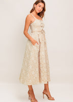 DESERT PETAL LACE-UP MIDI DRESS