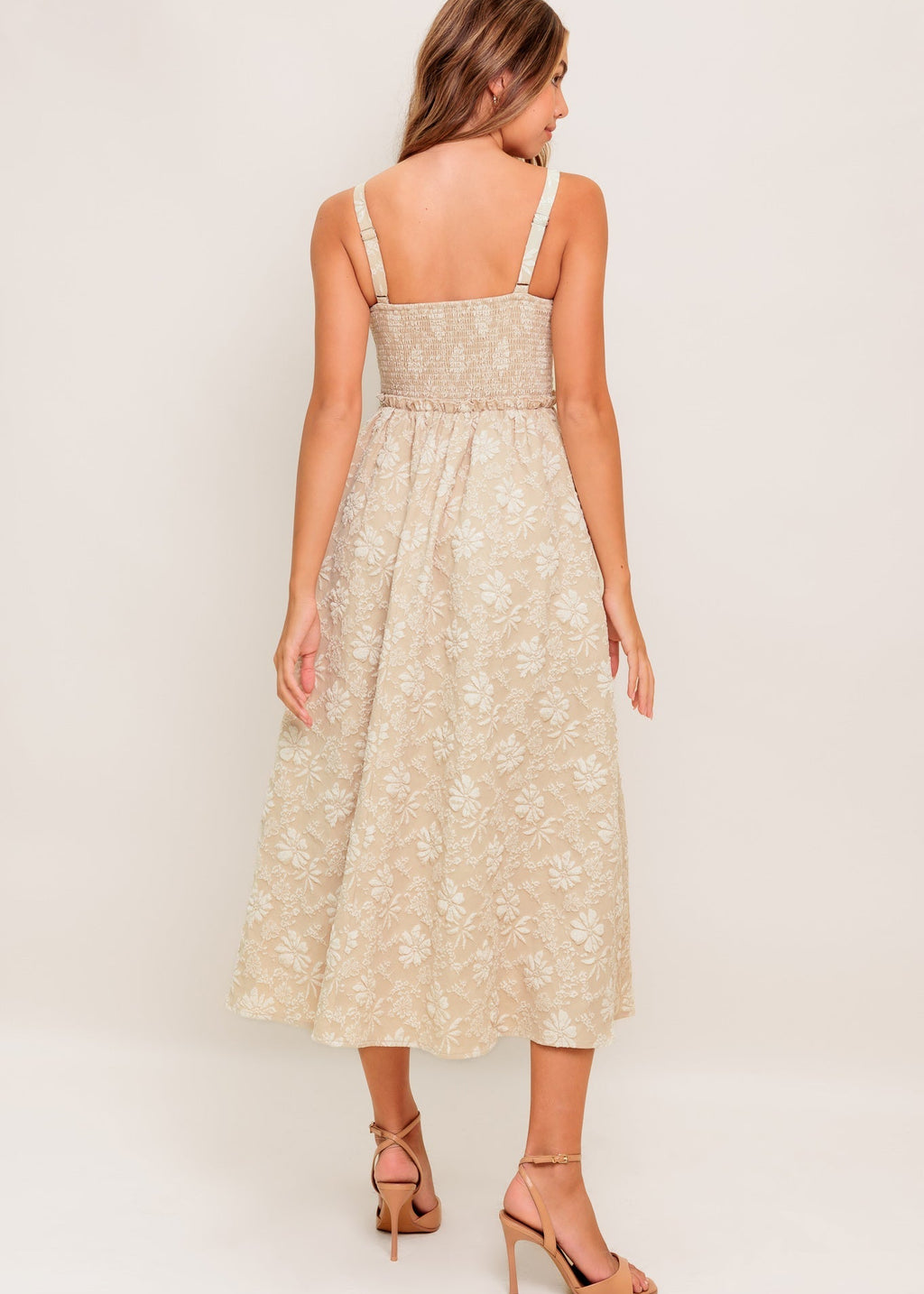 DESERT PETAL LACE-UP MIDI DRESS