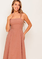 COUNTRYSIDE CHARM PLAID MIDI DRESS