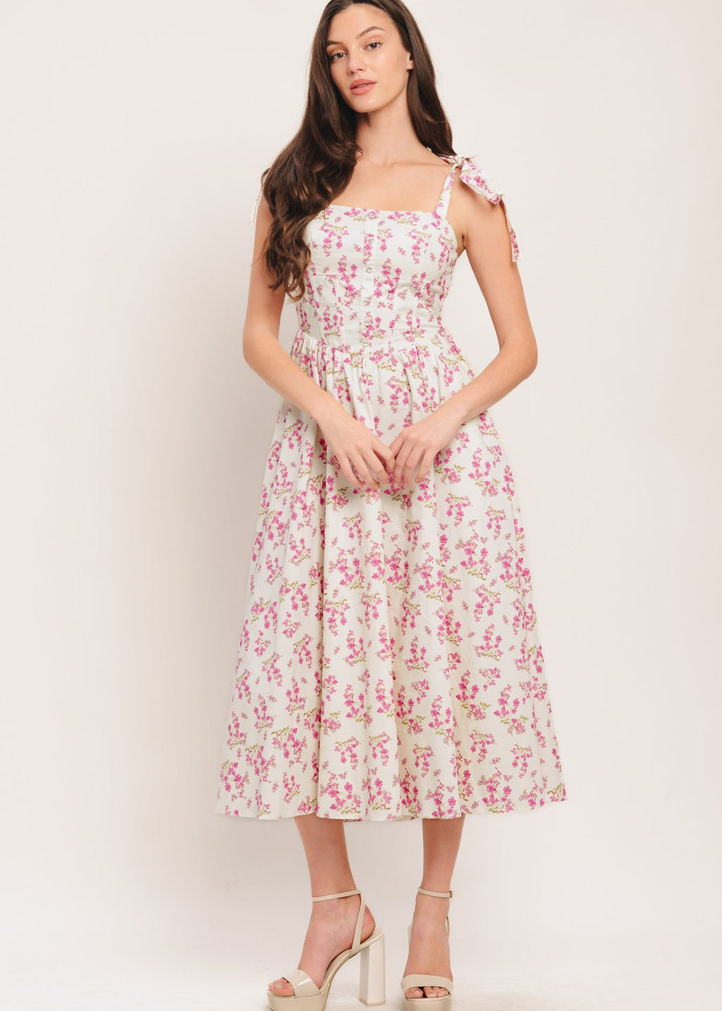 PETALS & PROMISES WOVEN MIDI DRESS