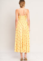 GOLDEN SUMMER POLKA WOVEN MIDI DRESS