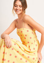GOLDEN SUMMER POLKA WOVEN MIDI DRESS