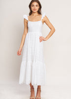 THE LIORA EYELET MIDI DRESS