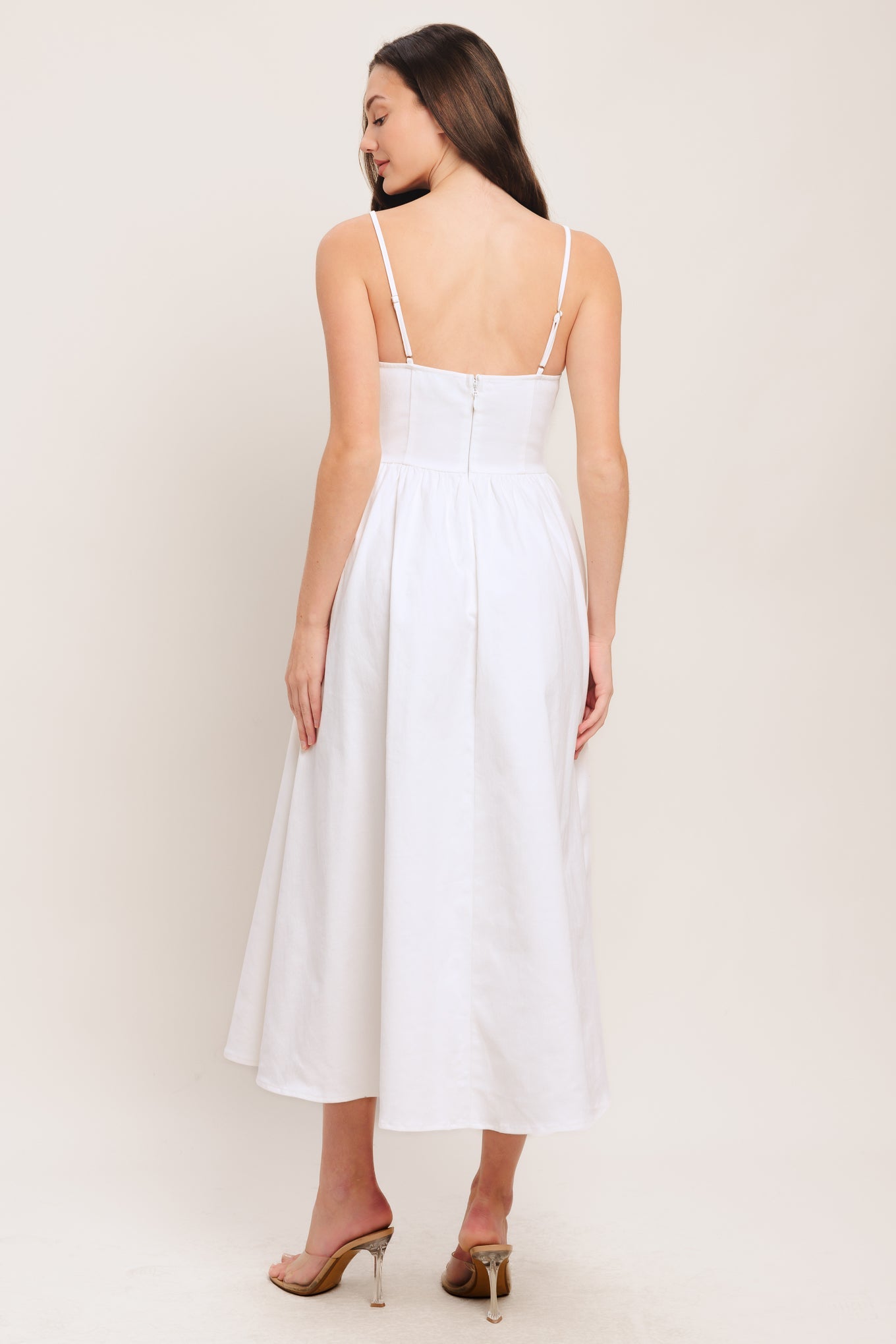 WHITE GARDEN WOVEN MIDI DRESS