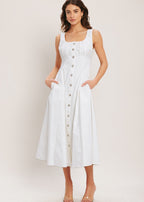 THE LIORA BUTTON MIDI DRESS