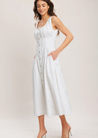 THE LIORA BUTTON MIDI DRESS