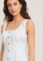 THE LIORA BUTTON MIDI DRESS
