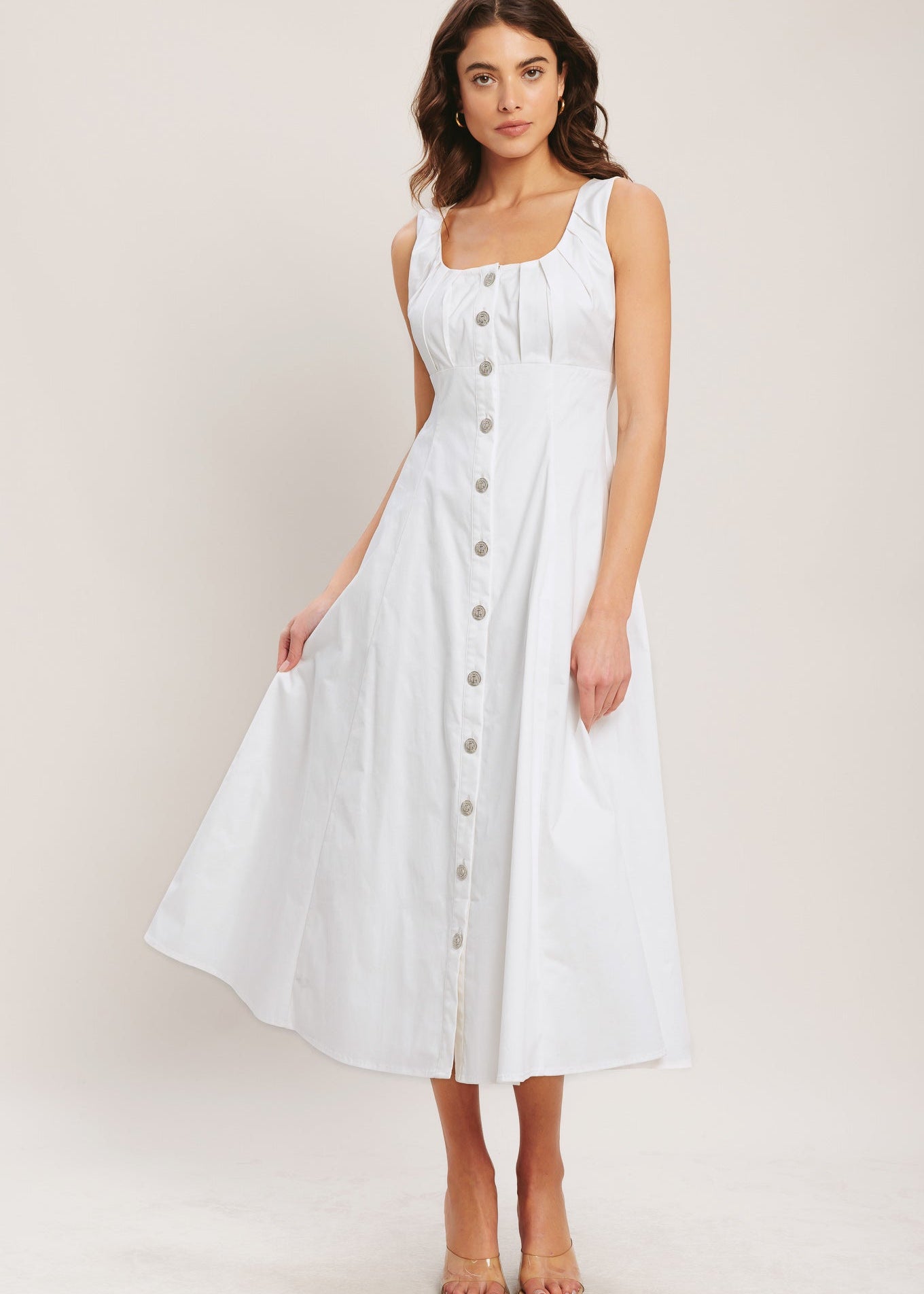 THE LIORA BUTTON MIDI DRESS