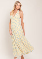DELICATE BLOOM HALTER WOVEN LACE MIDI DRESS