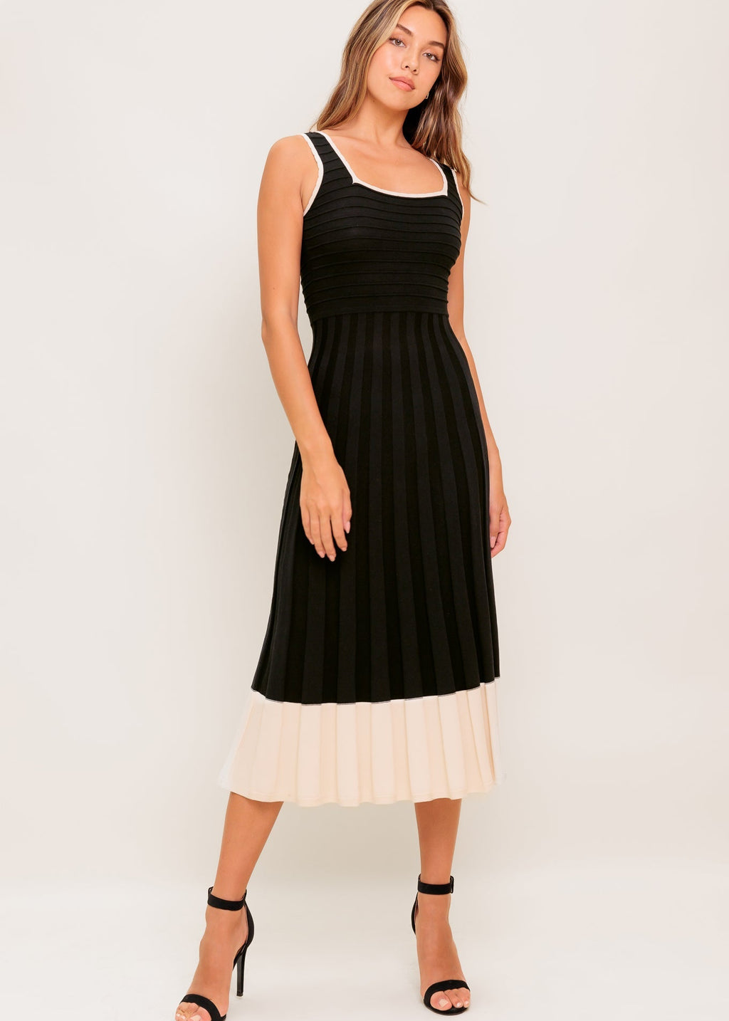 THE NOIR CONTRAST KNIT MIDI DRESS