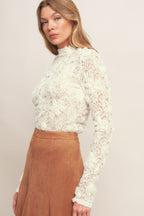 ROMANTIC SHEER FLORAL SWEATER TOP