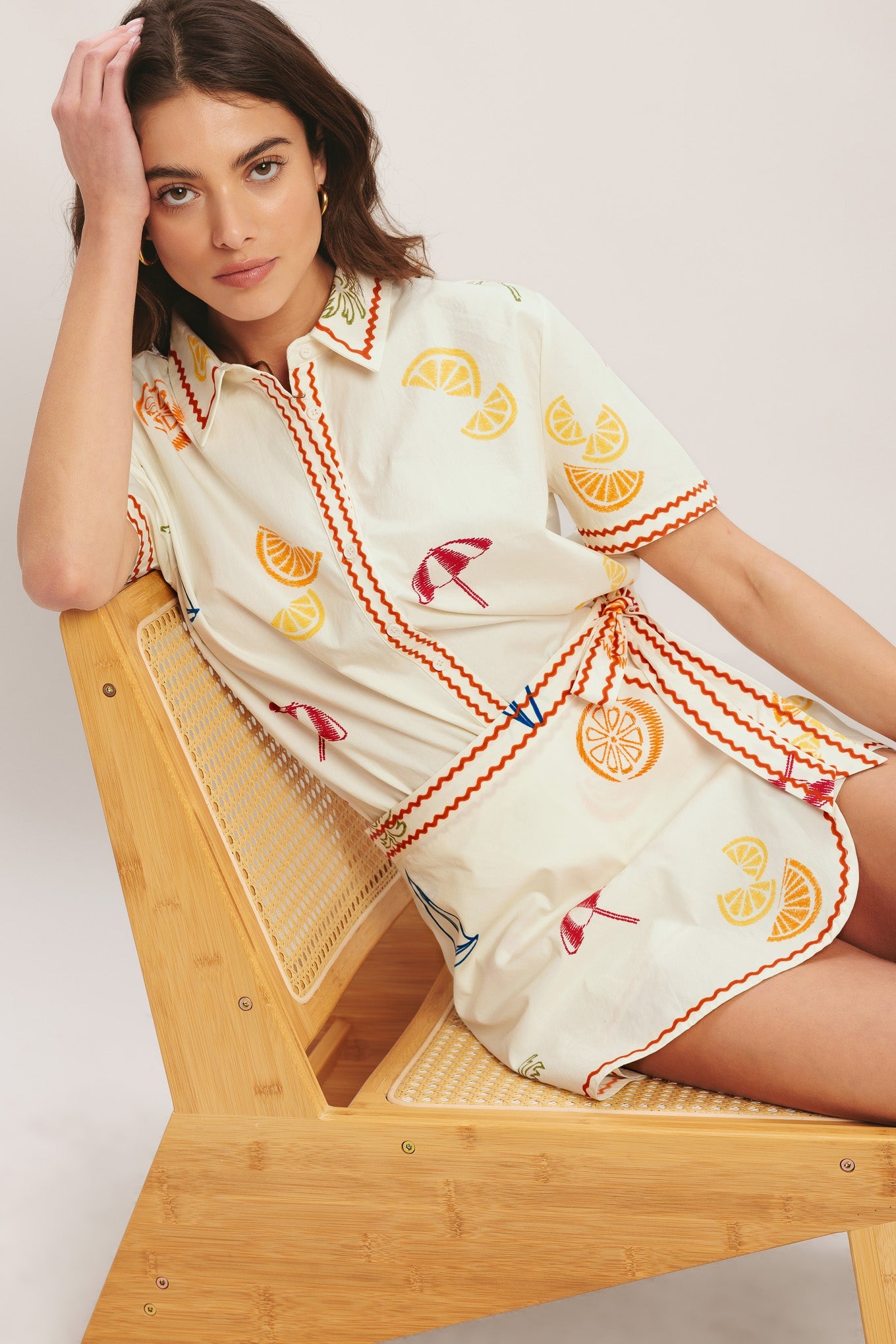 BEACH DAY CITRUS WOVEN TOP Main image