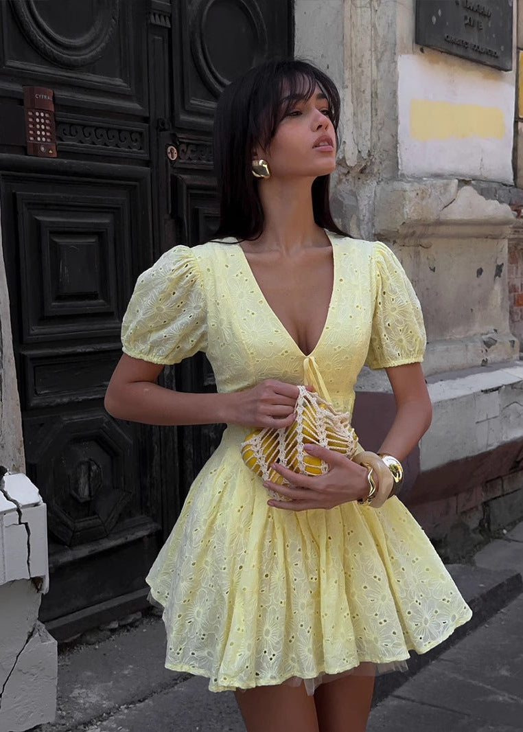THE SOLEIL LACE UP MINI DRESS