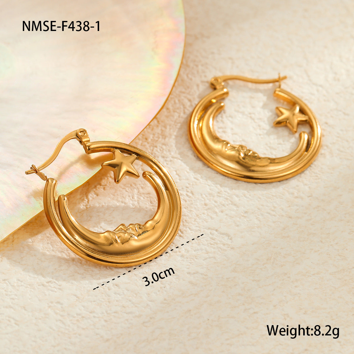 Retro Star Ring Shaped Hollow Out Cutout Stud Earrings Stainless Steel Ear Ring Premium Niche Design Earrings Secondary image