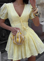 THE SOLEIL LACE UP MINI DRESS