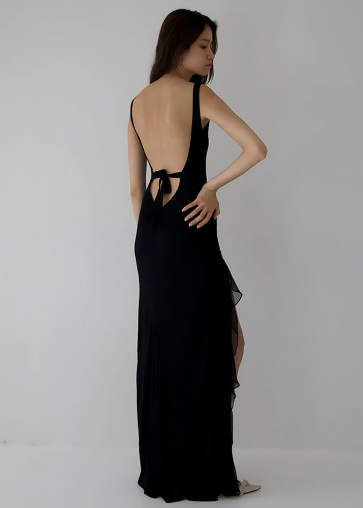 THE SIENNA BACKLESS RIBON MAXI DRESS