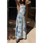 Spring Summer Suspender Printing Dress Casual Vacation Loose Women Wear Dress